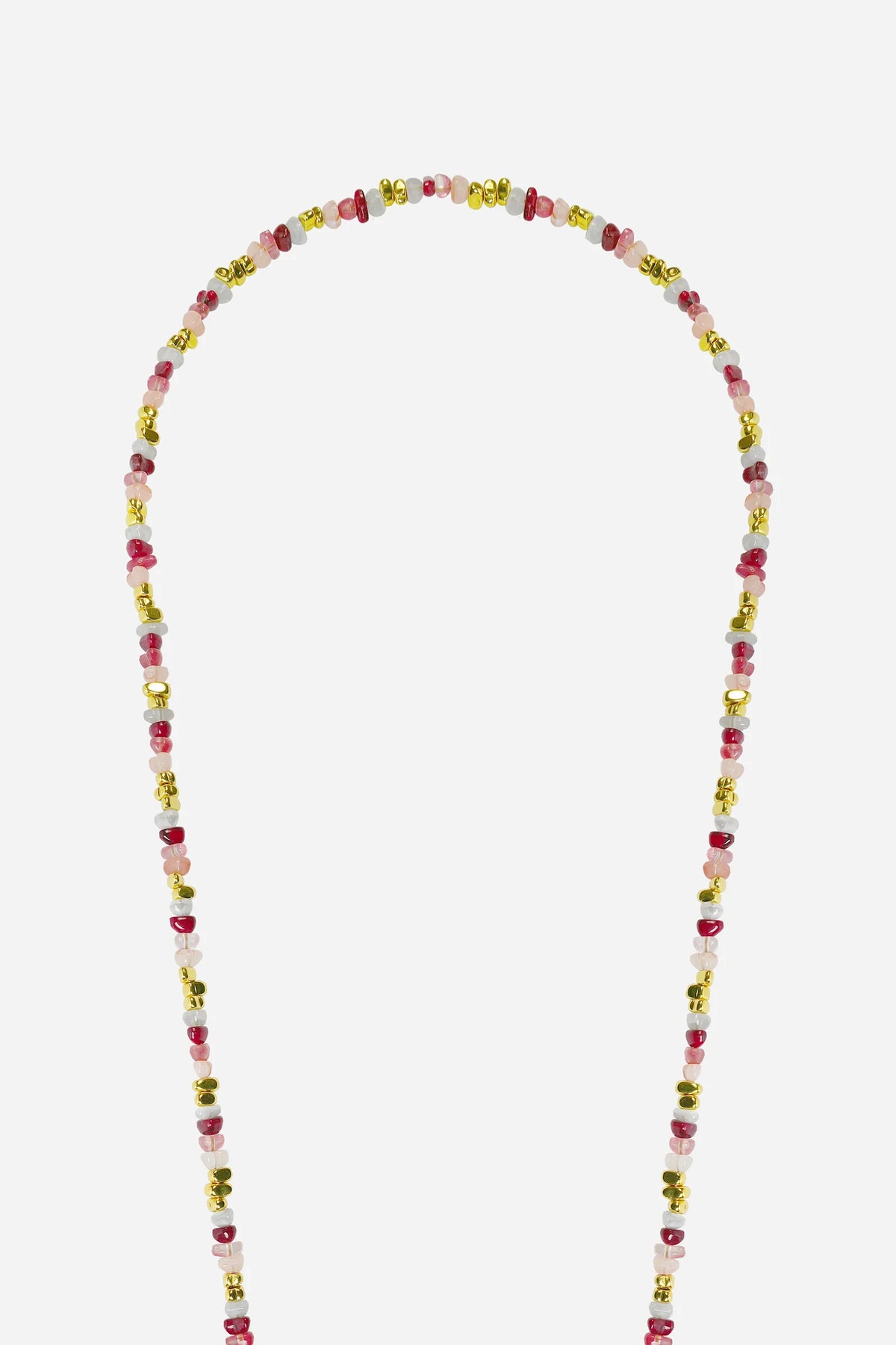 Chaîne de téléphone Liviya - Perles bordeaux et rose