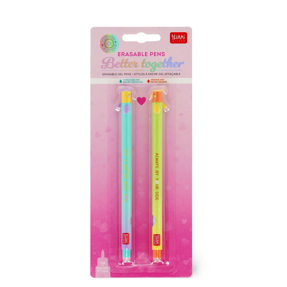 Set de 2 stylos gel effaçables - Love birds