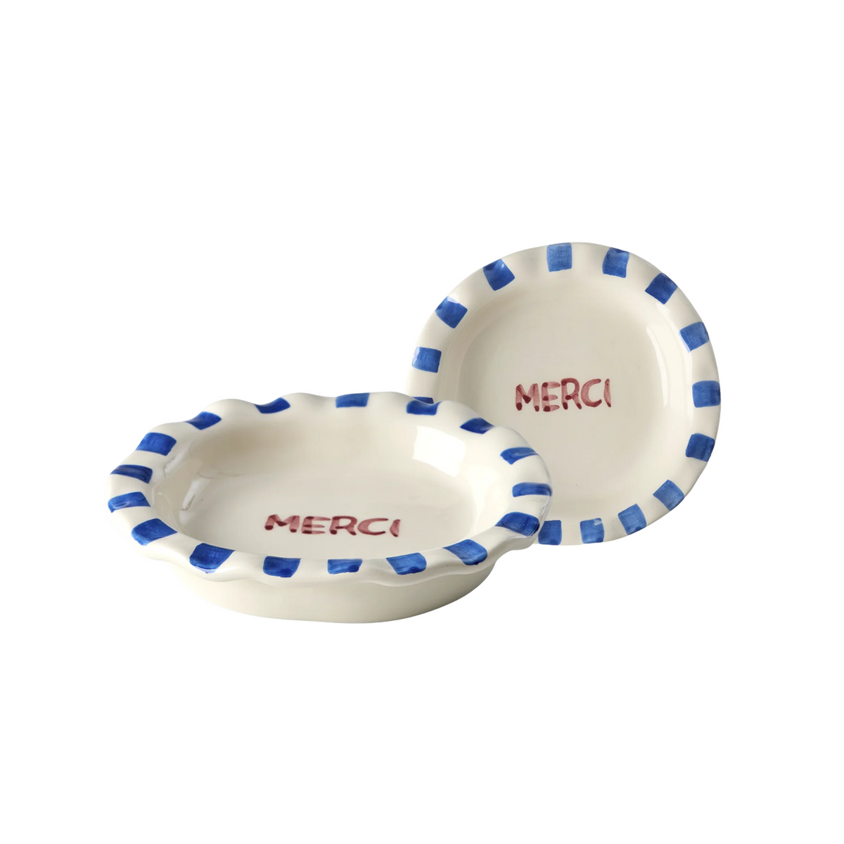 Assiette céramique peinte à la main - merci