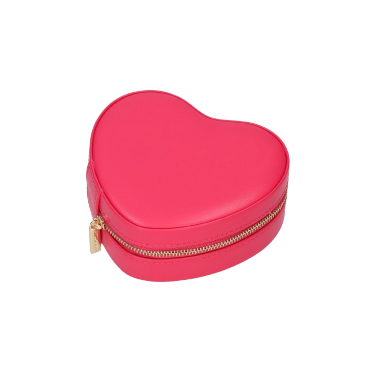 Boîte à bijoux en forme de coeur de couleur extérieur rose fuchsia et rose pâle de l'intérieur.