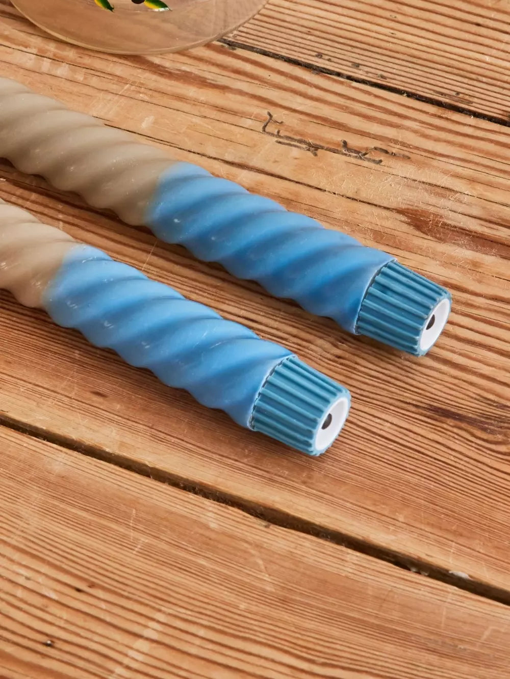 Set de 2 bougies LED - Twist Sable et bleu