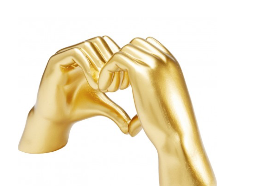 Objet déco - Mains cœurs dorées