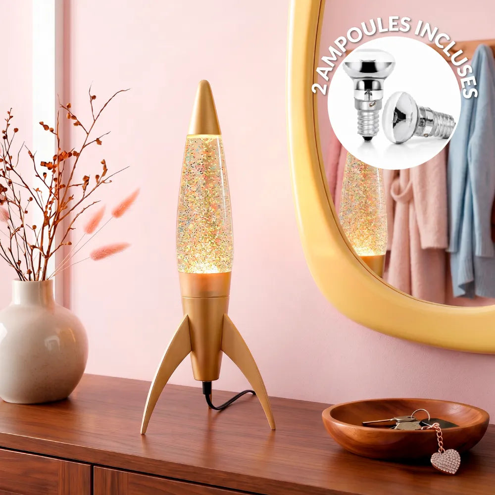 Lampe à lave - Rocket or paillettes
