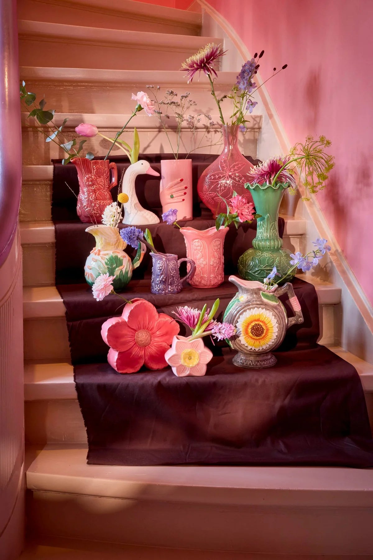 Vase céramique fleur - framboise