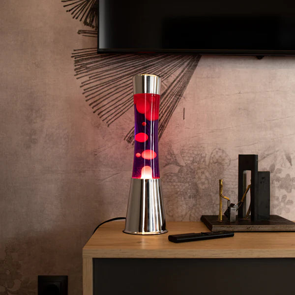 Lampe à lave h.40cm - violet & argent