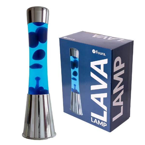 Lampe à lave h.40cm - bleu base métal