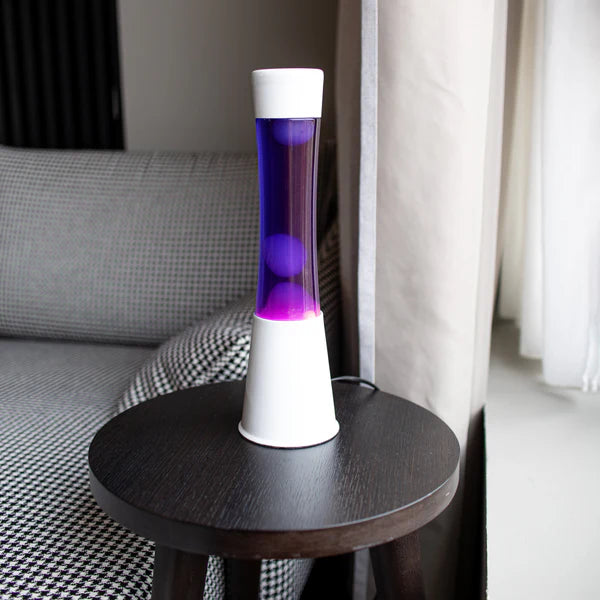 Lampe à lave h.40cm - violet base blanche