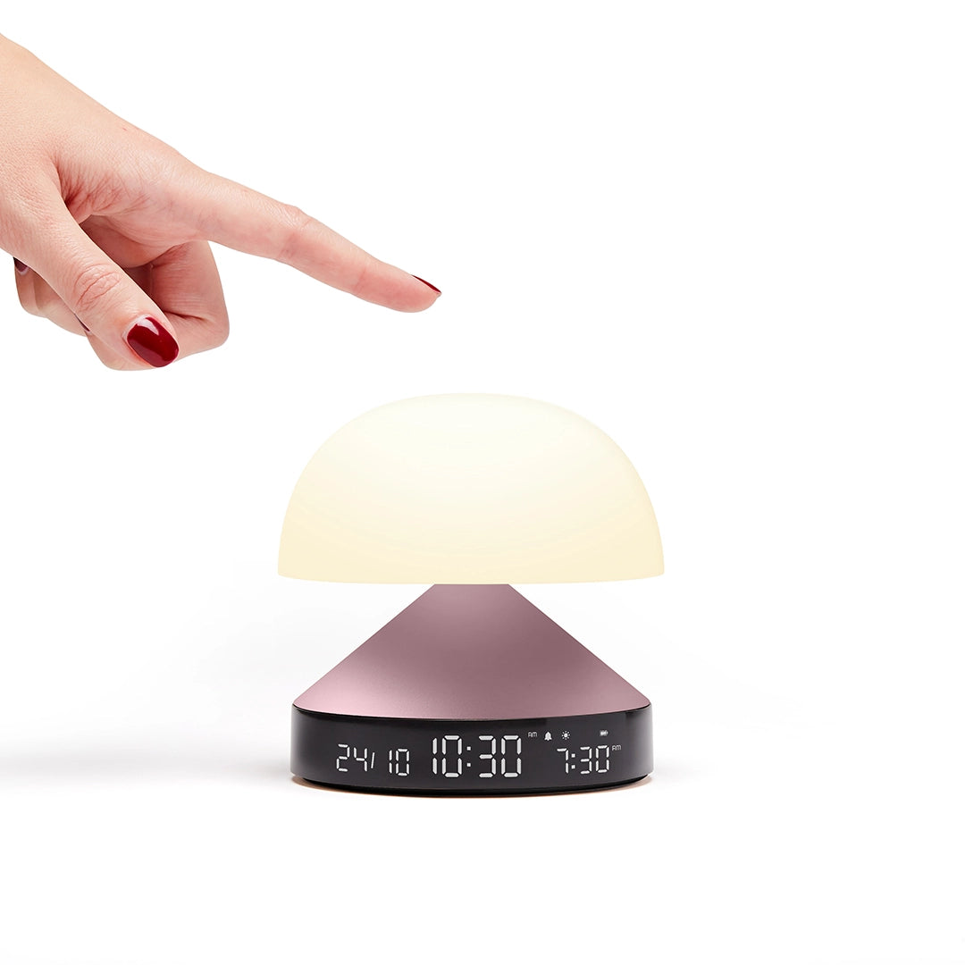 Réveil Lexon MINA Sunrise Rose - vue de face avec affichage LED