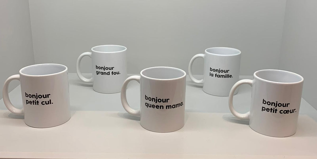 Félicie Aussi Mug Message - Bonjour la famille