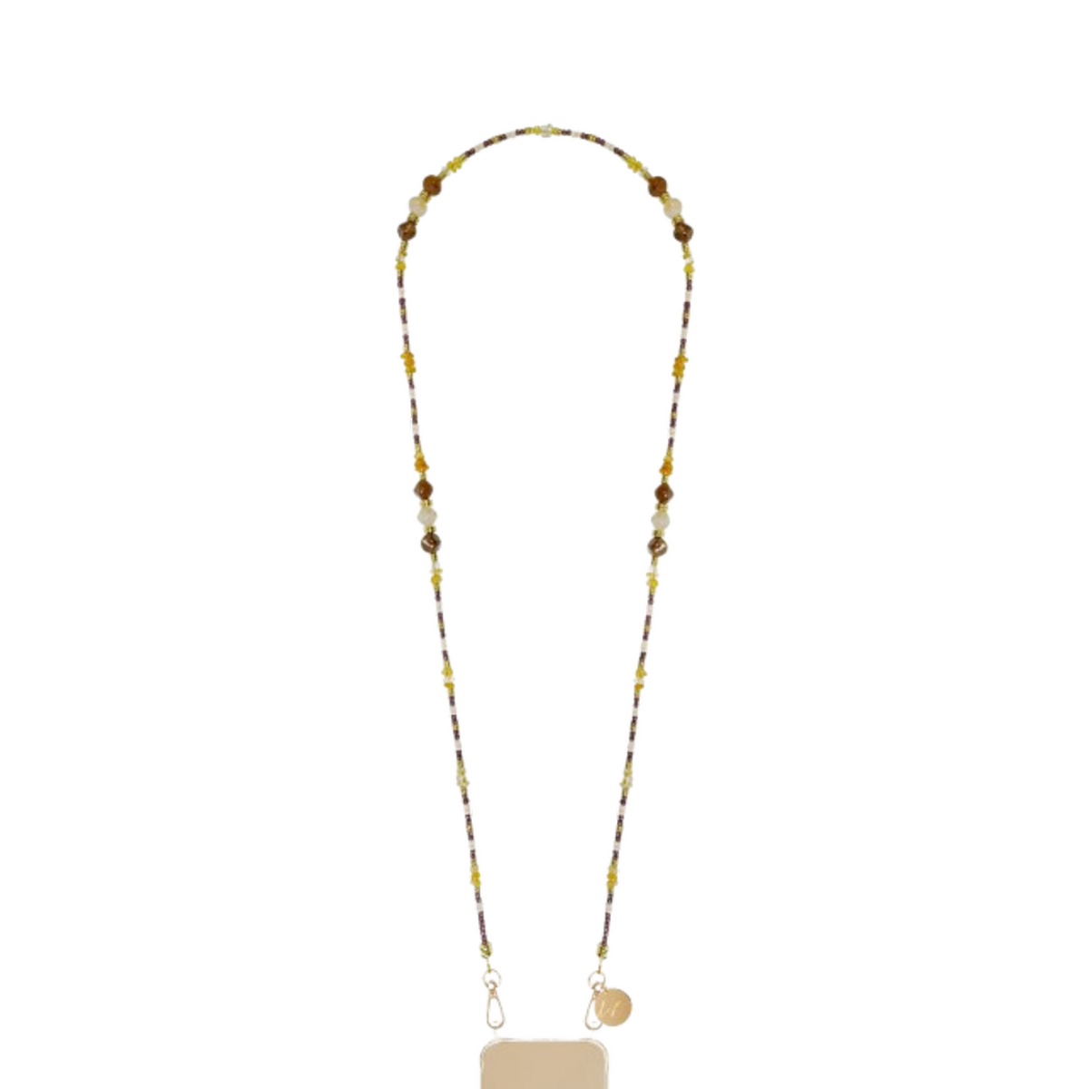 Chaîne de téléphone Sabrina - Perles marron et beige