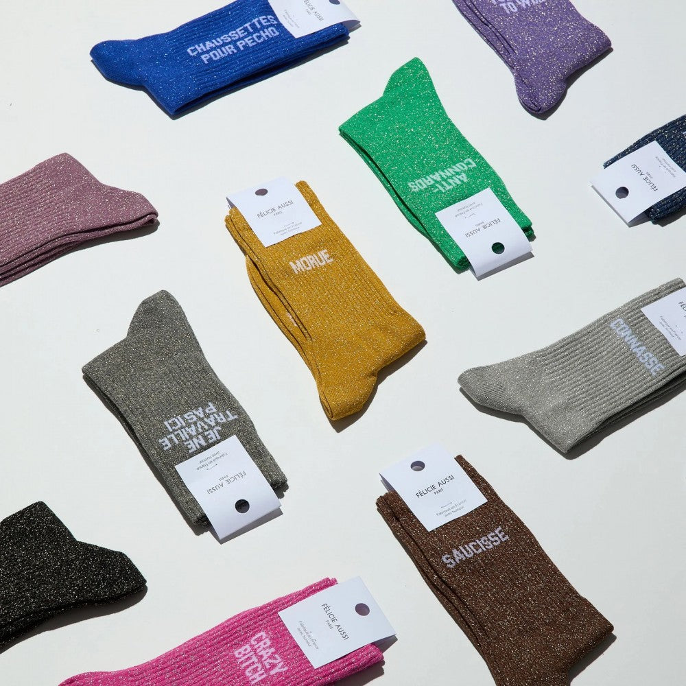 Chaussettes paillettes - Pour pécho 36/40 Bleu