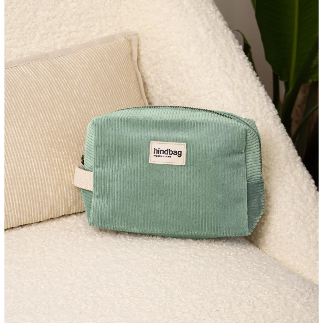 Trousse de toilette Léon - Velours vert d'eau