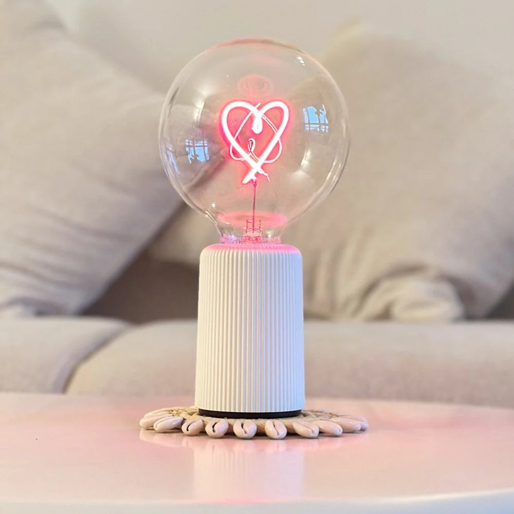 Socle Pop Sans Fil pour ampoule message - Blanc