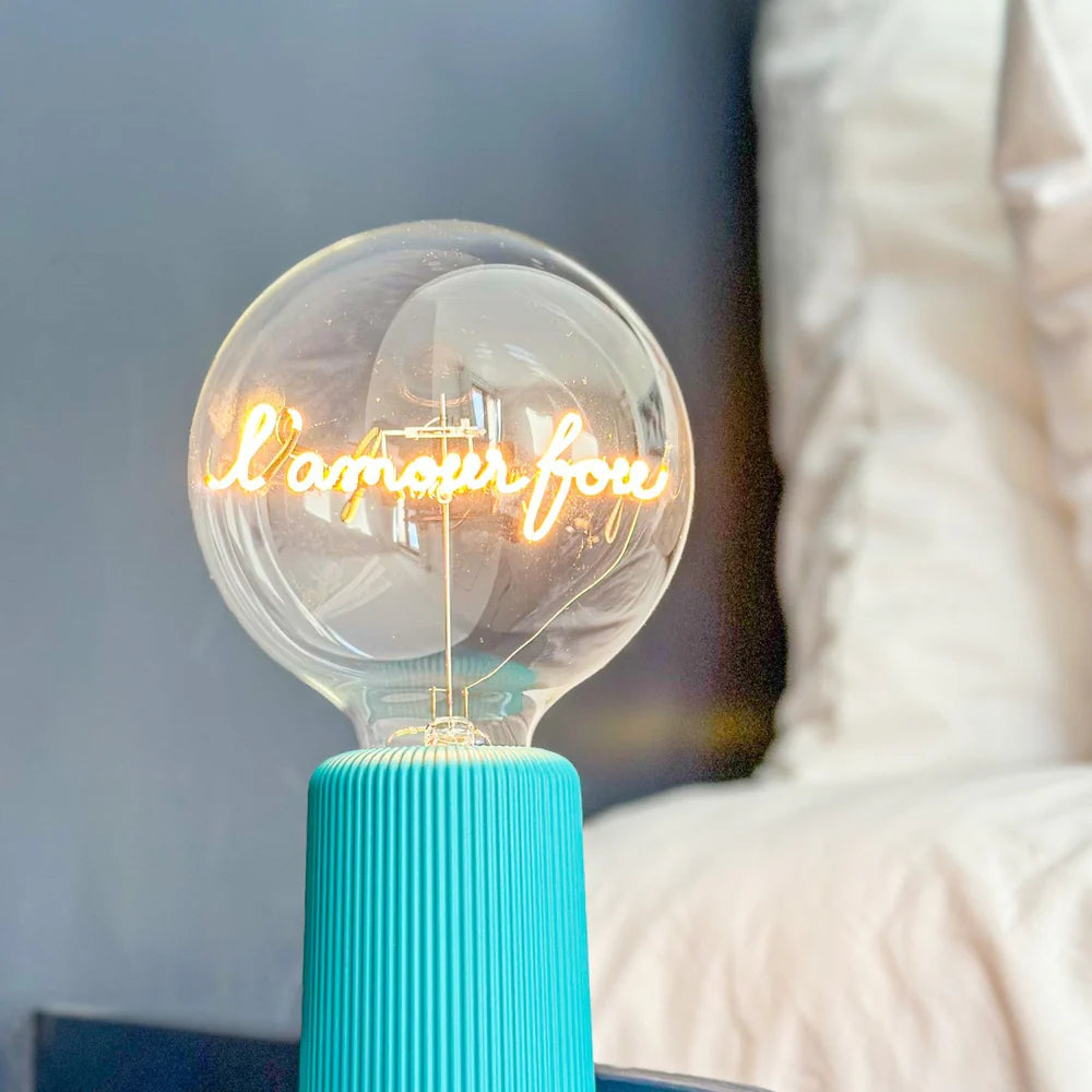Socle Pop Sans Fil pour ampoule message - Turquoise