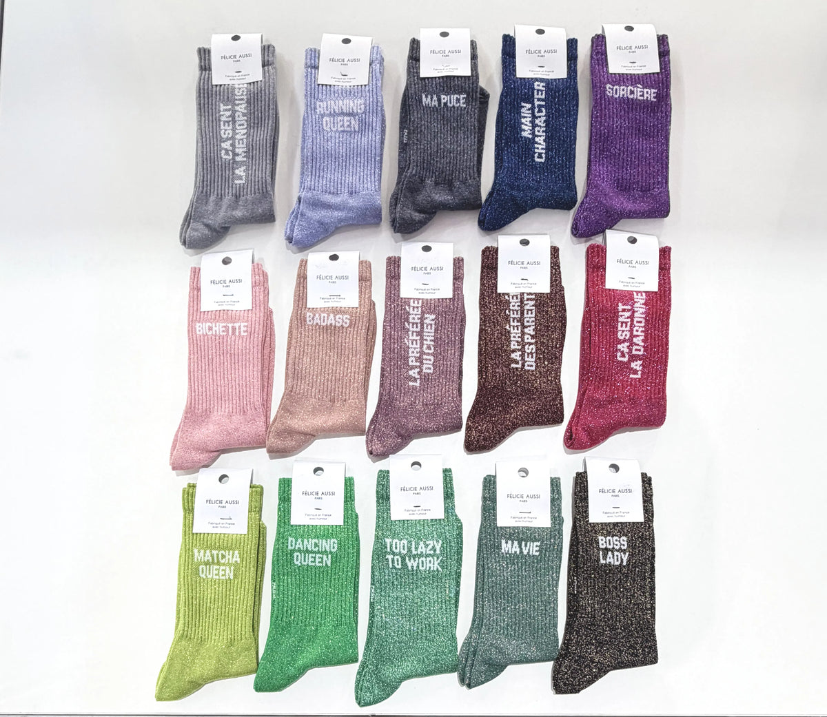 Chaussettes Félicie Aussi à paillettes - Matcha Queen