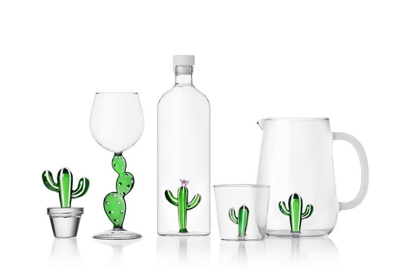 VERRE DE VIN CACTUS VERT