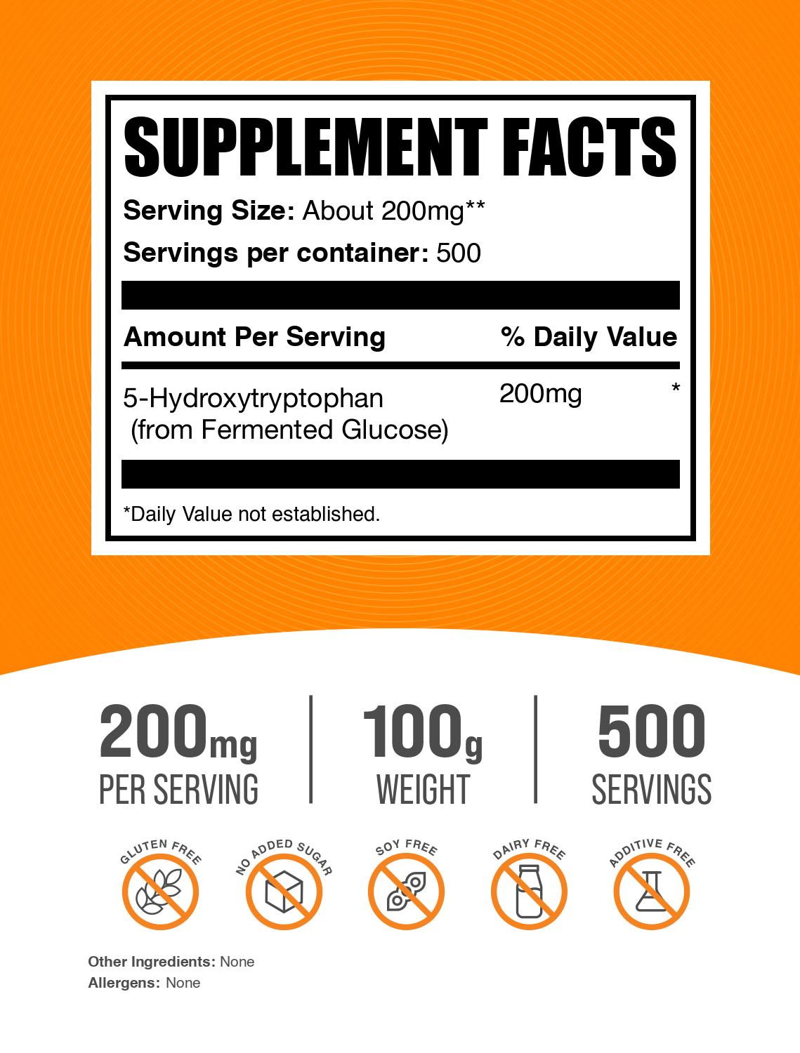 5-HTP Powder 100g Label