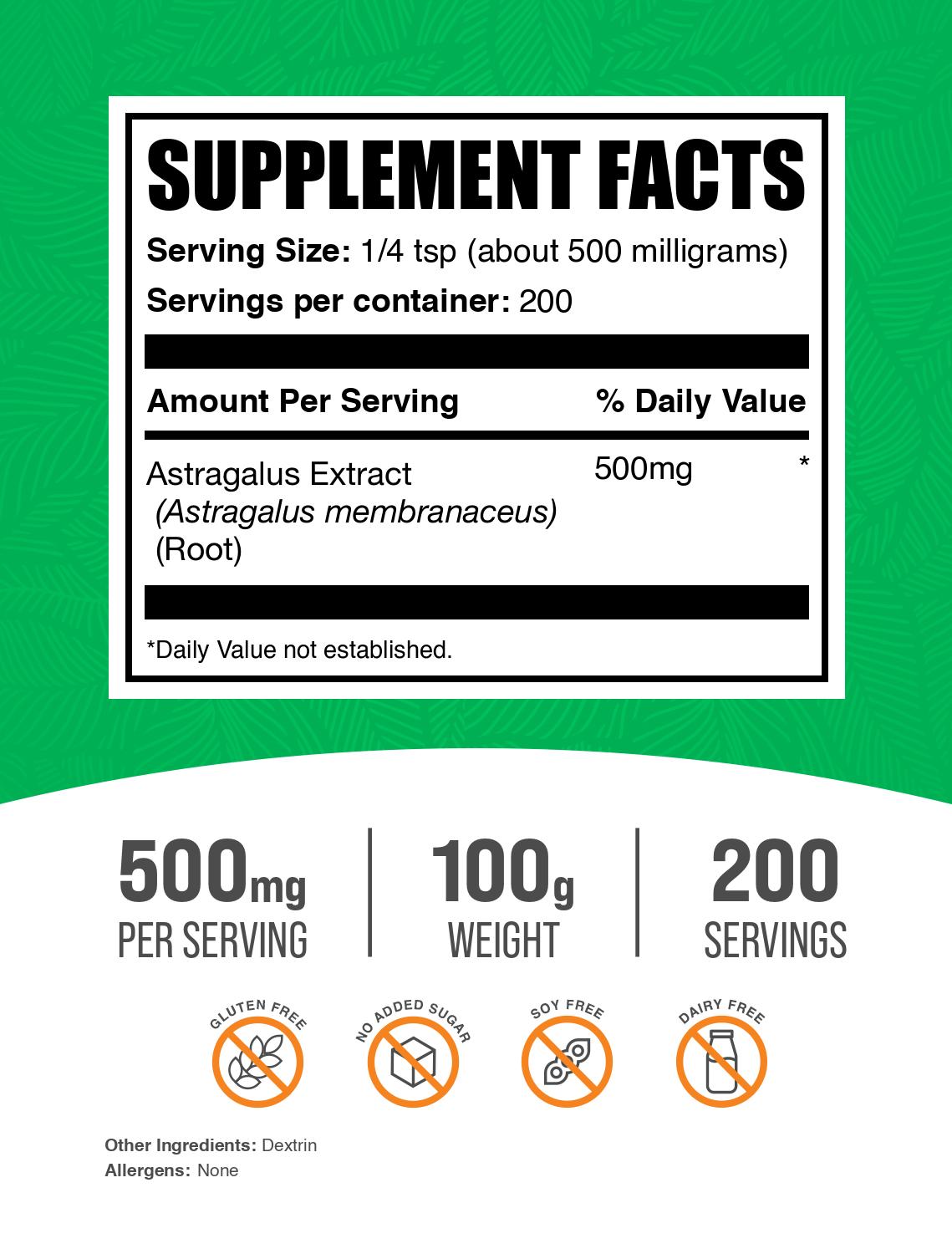 Astragalus extract powder label 100g