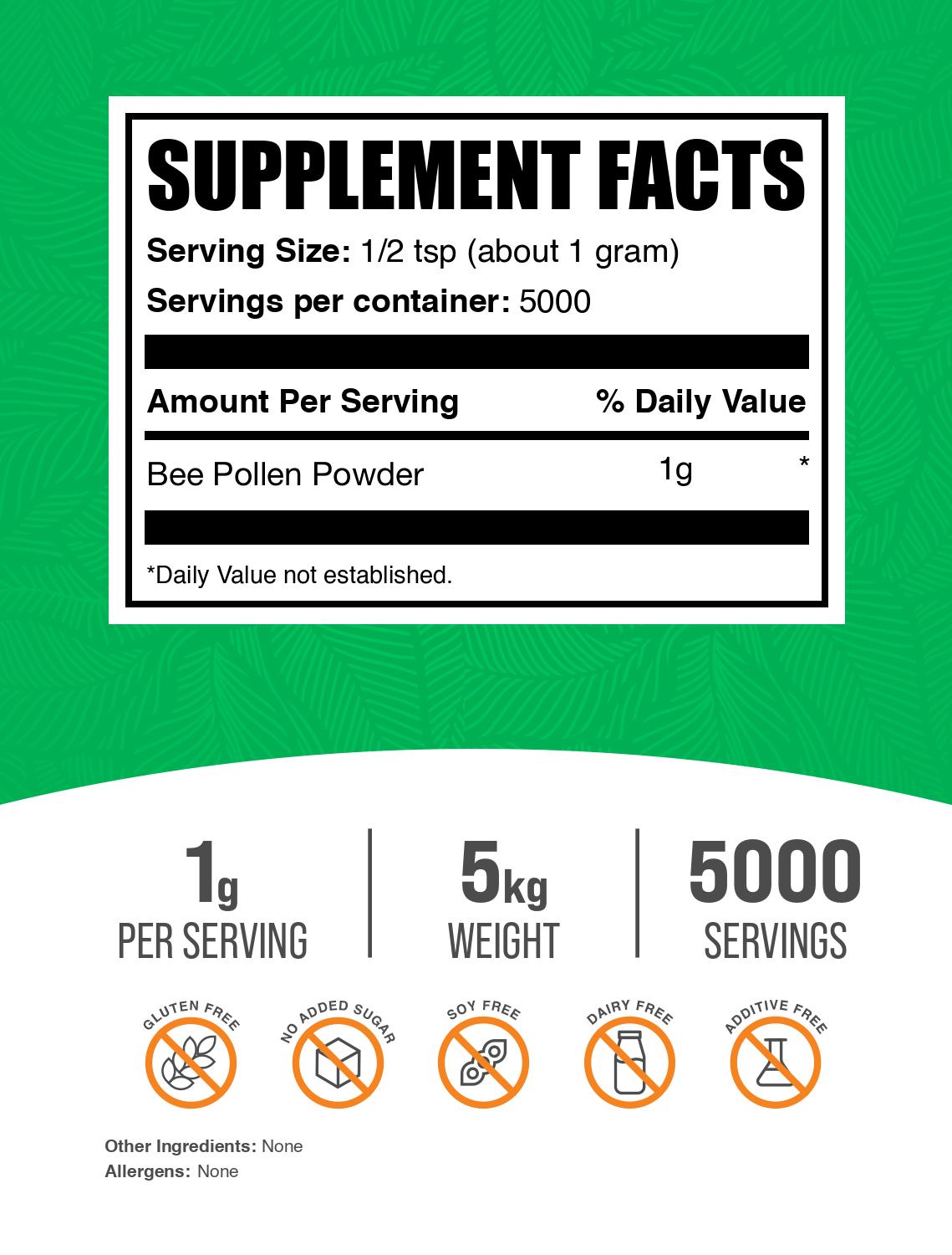 Bee pollen powder label 5kg