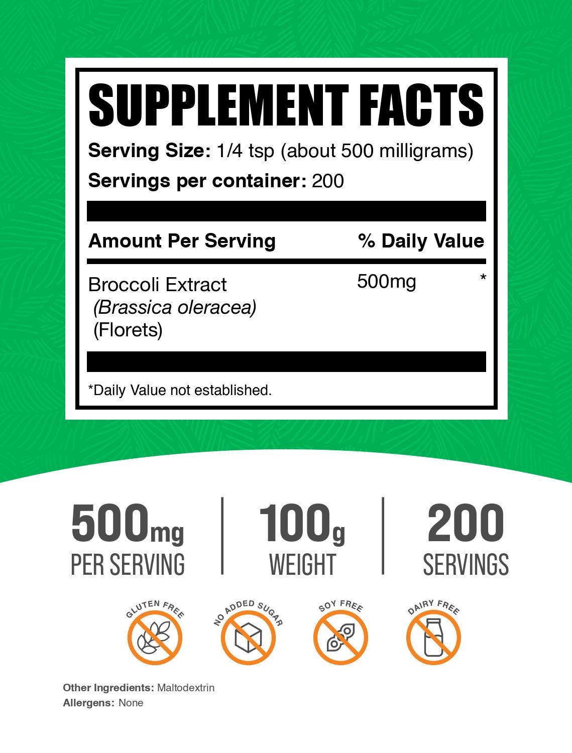Broccoli extract powder label 100g