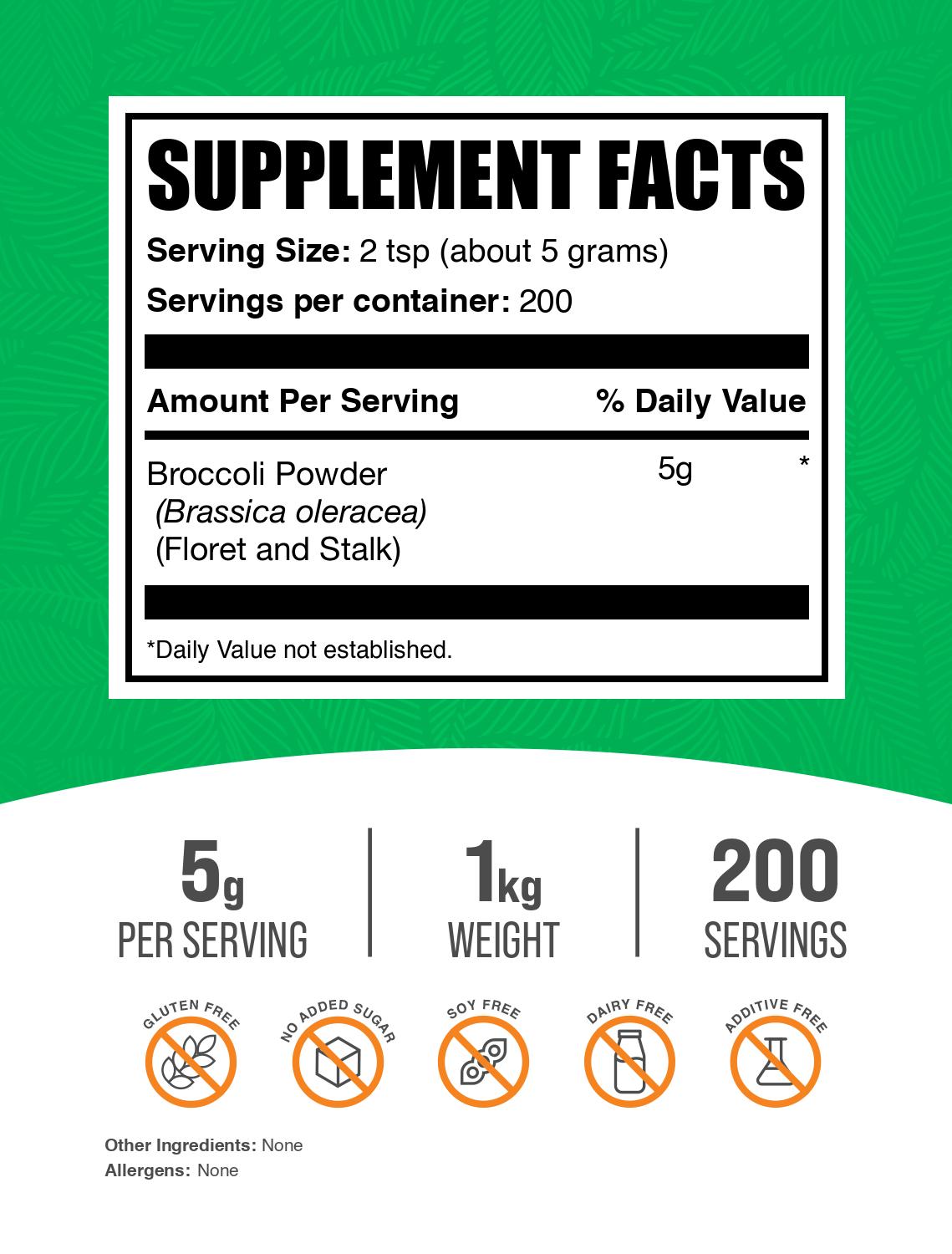 Broccoli powder label 1kg