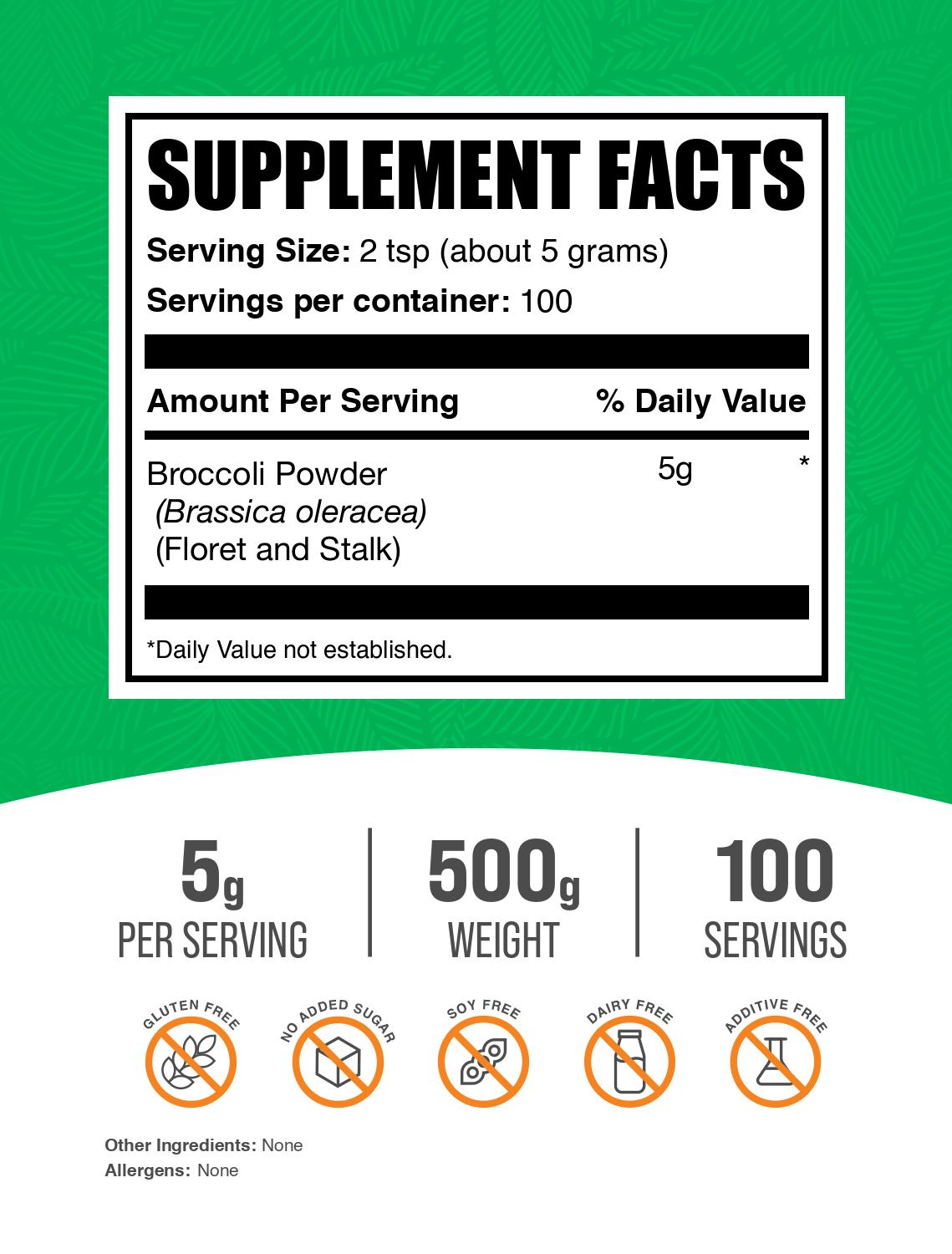 Broccoli powder label 500g