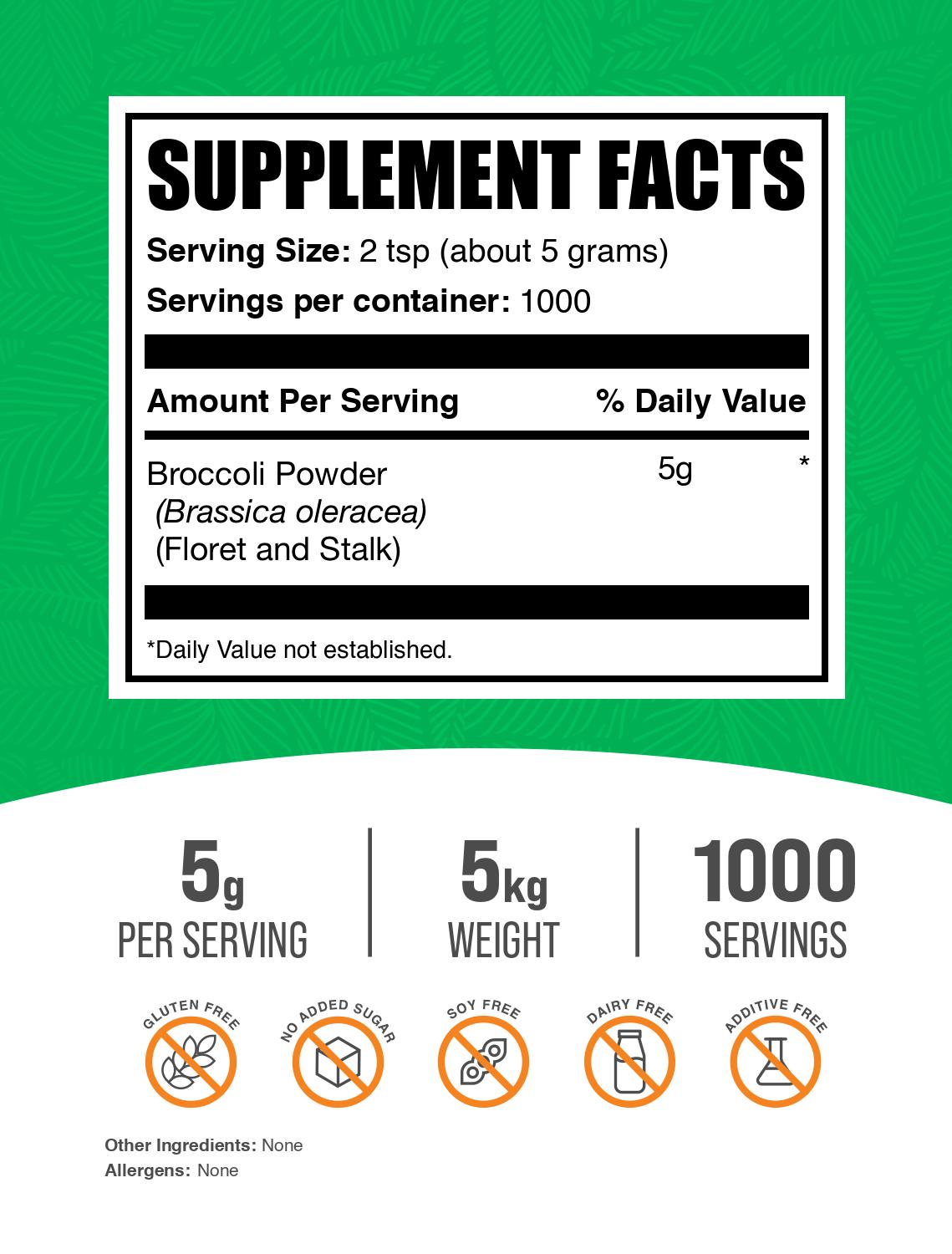 Broccoli powder label 5kg