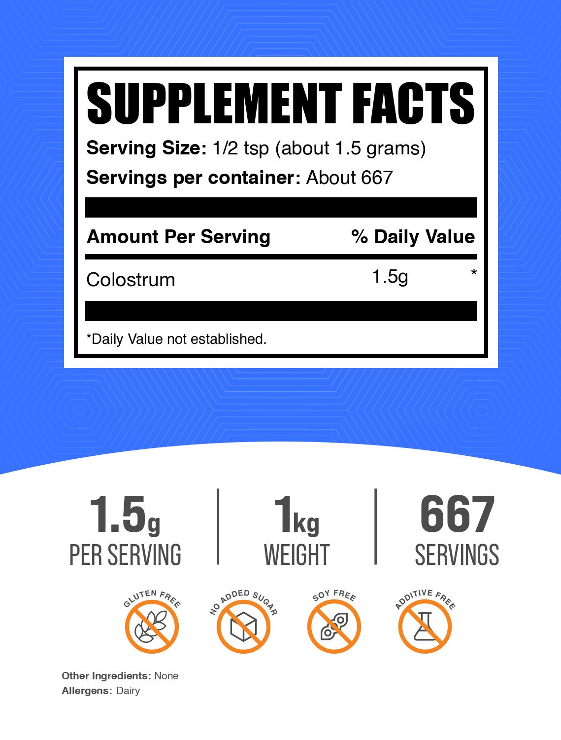 Colostrum powder label 1kg