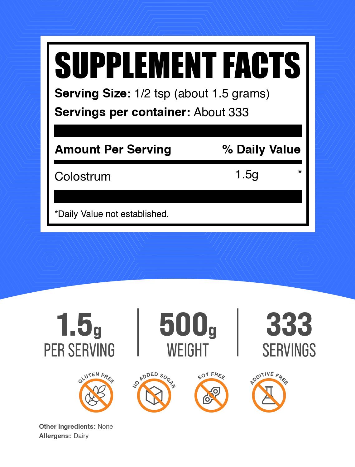 Colostrum powder label 500g