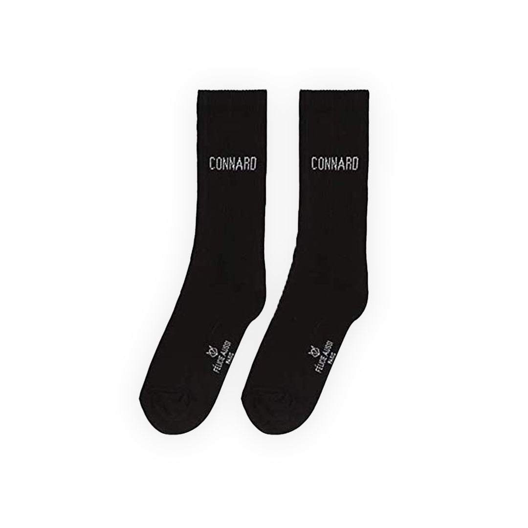 Paire de Chaussettes Noires avec lettrage blanc : "Connard"
