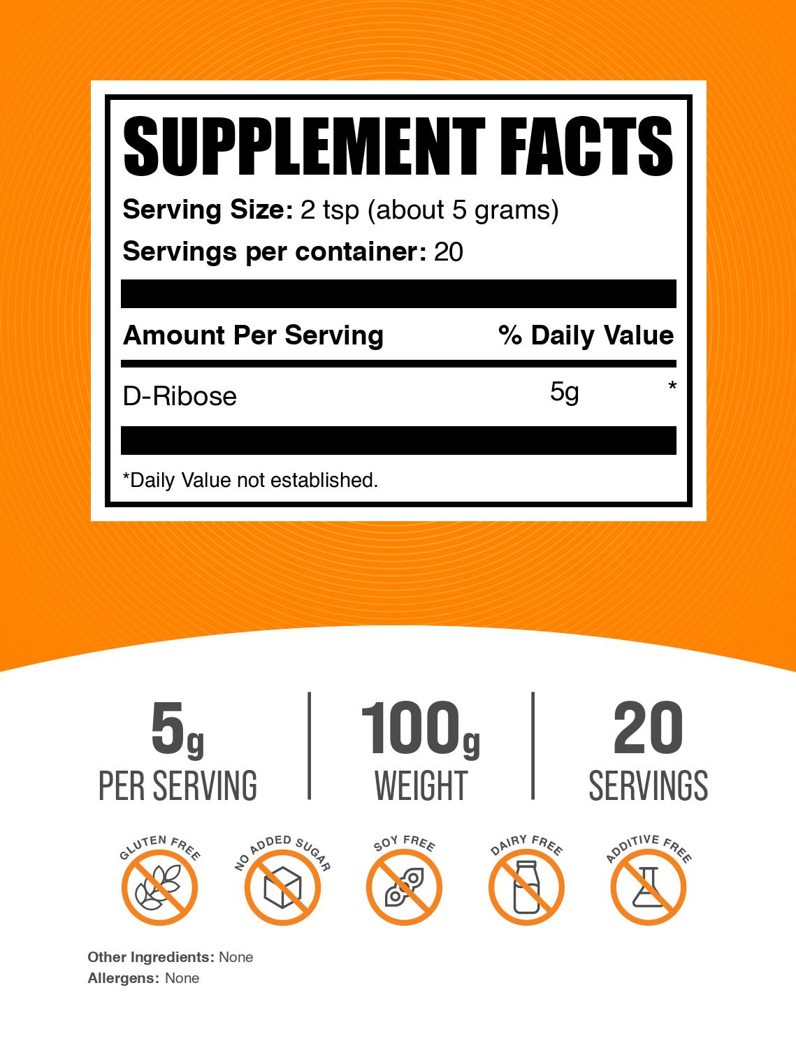 D-Ribose powder label 100g