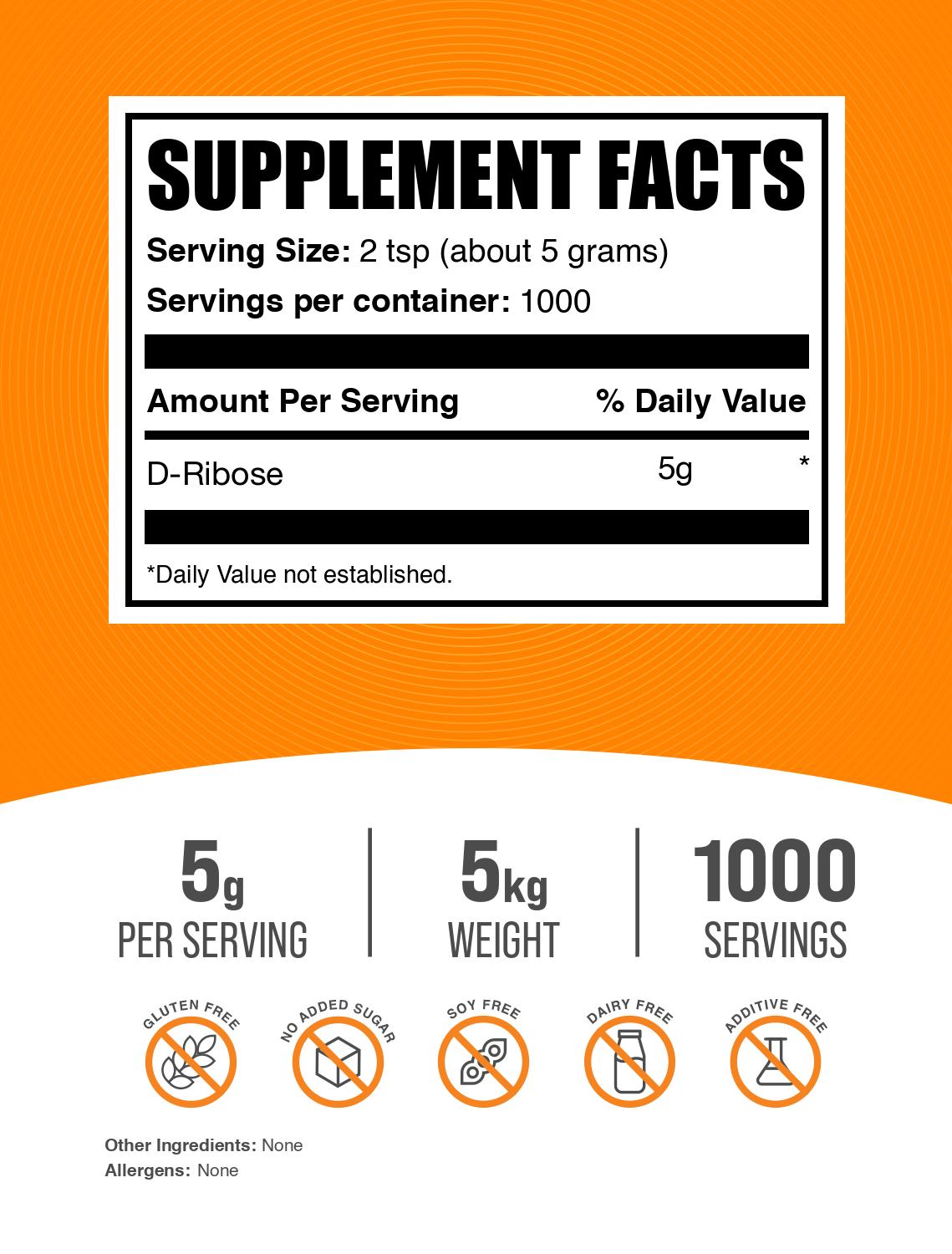 D-Ribose powder label 5kg