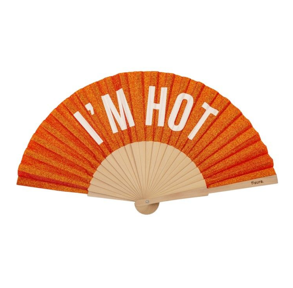 Éventail à paillettes "I am hot"