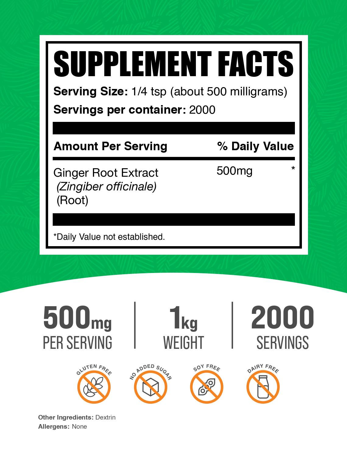 Ginger root extract powder label 1kg