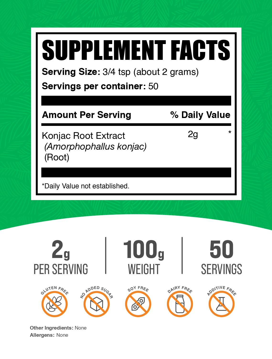 Glucomannan Extract (Konjac Root) powder label 100g