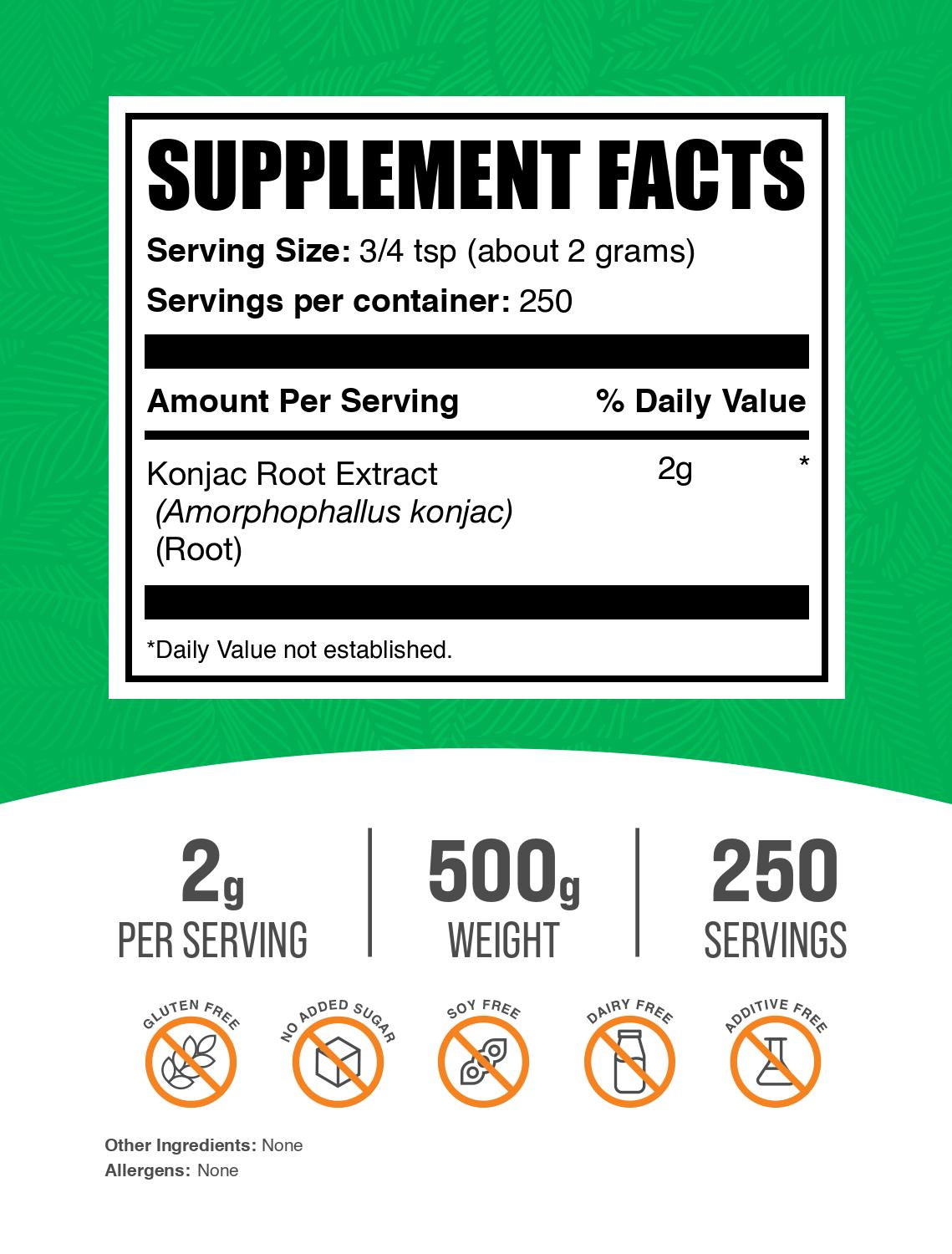 Glucomannan Extract (Konjac Root) powder label 500g