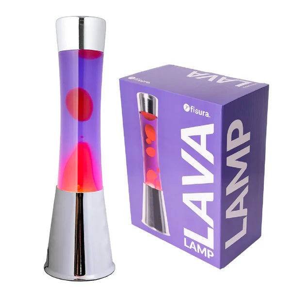 Lampe à lave h.40cm - violet & argent