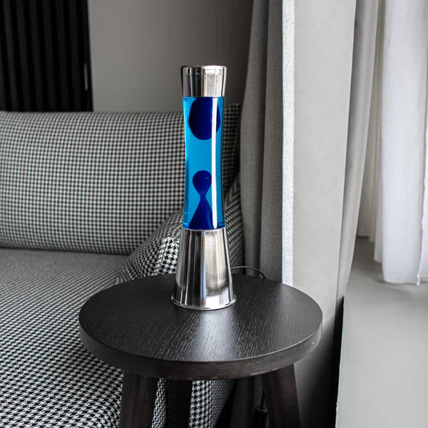 Lampe à lave h.40cm - bleu base métal