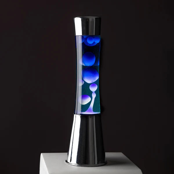 Lampe à lave h.40cm - bleu base métal