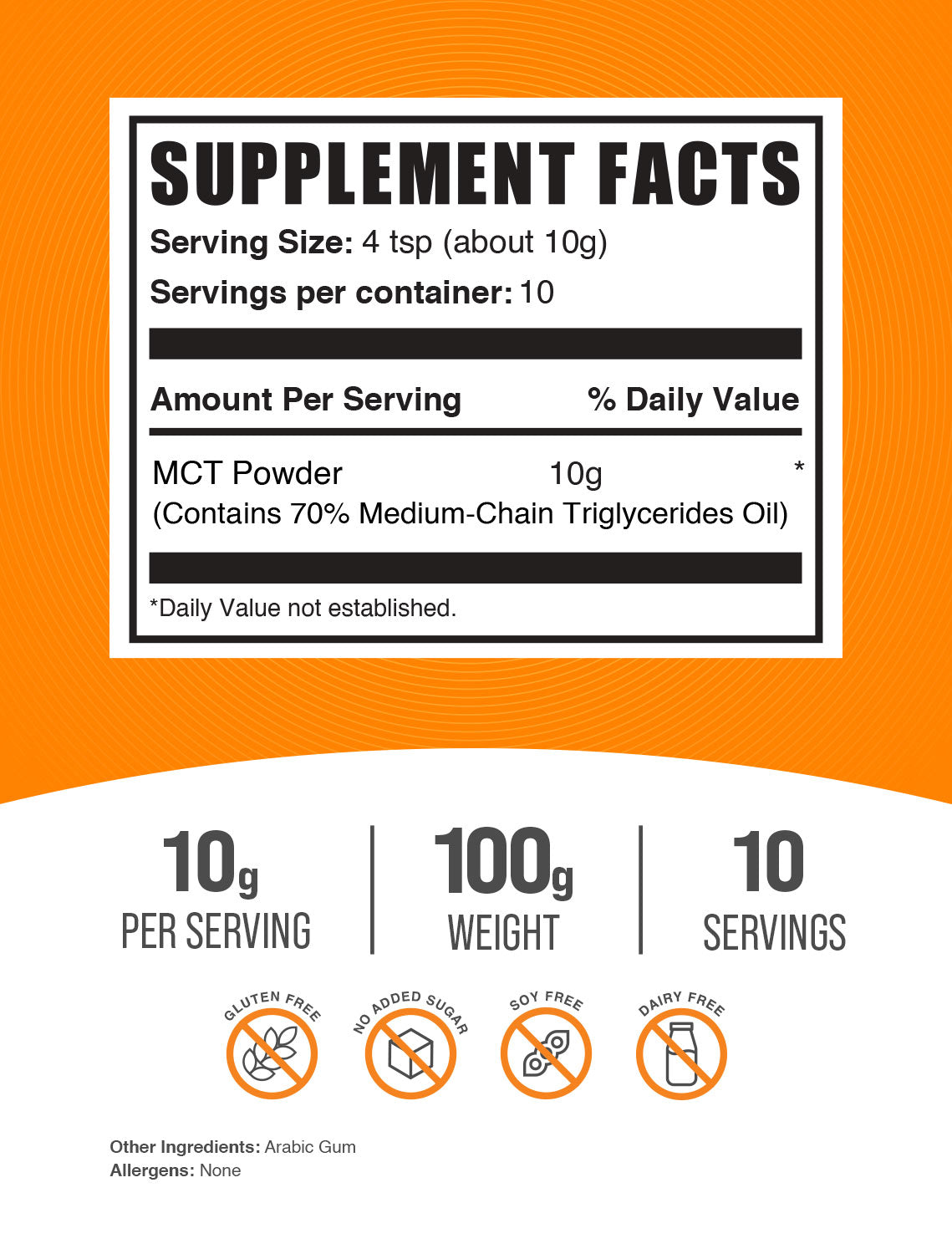 MCT powder label 100g