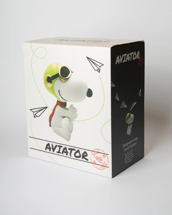 Statue Snoopy 25cm Aviator - blanc