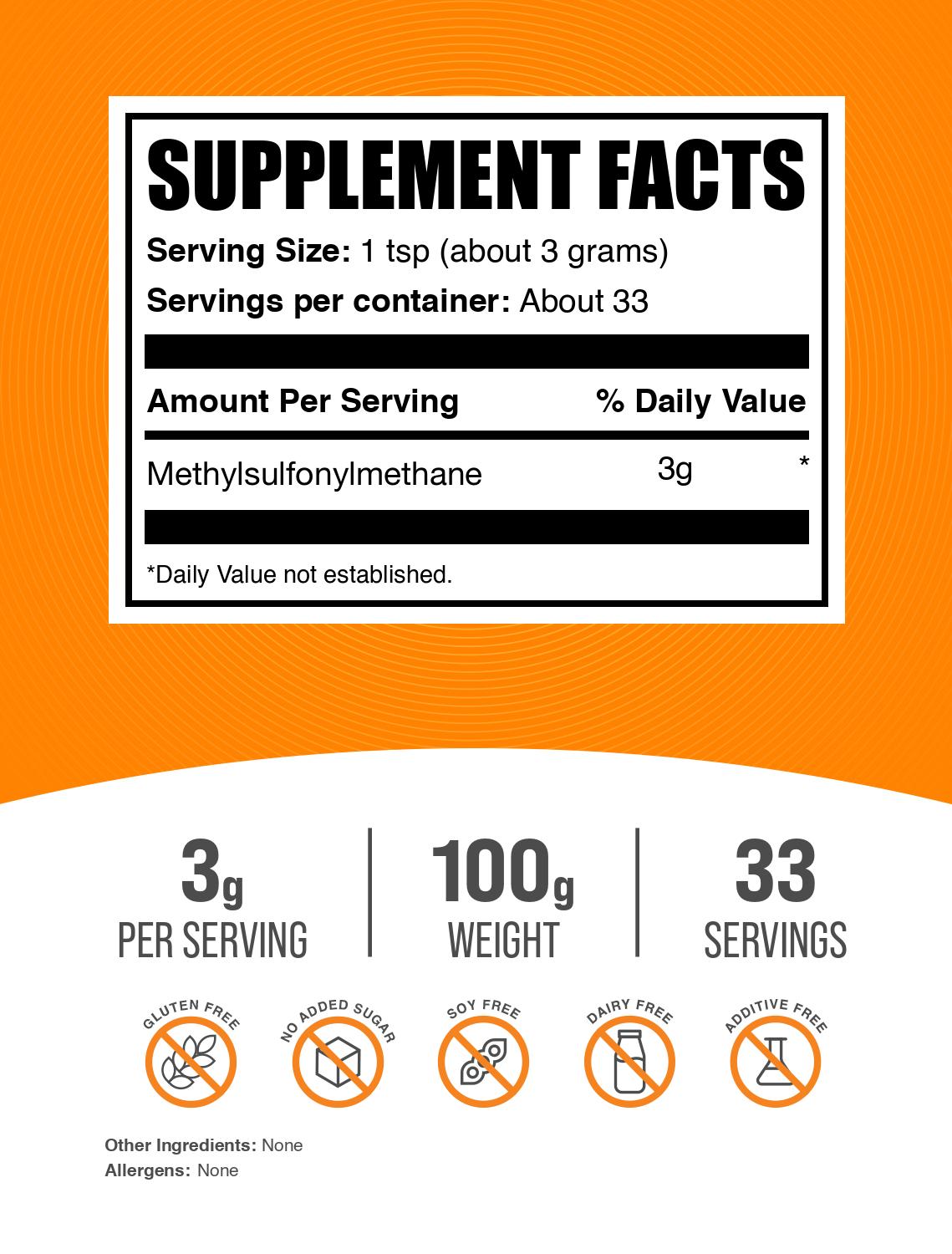 MSM powder label 100g