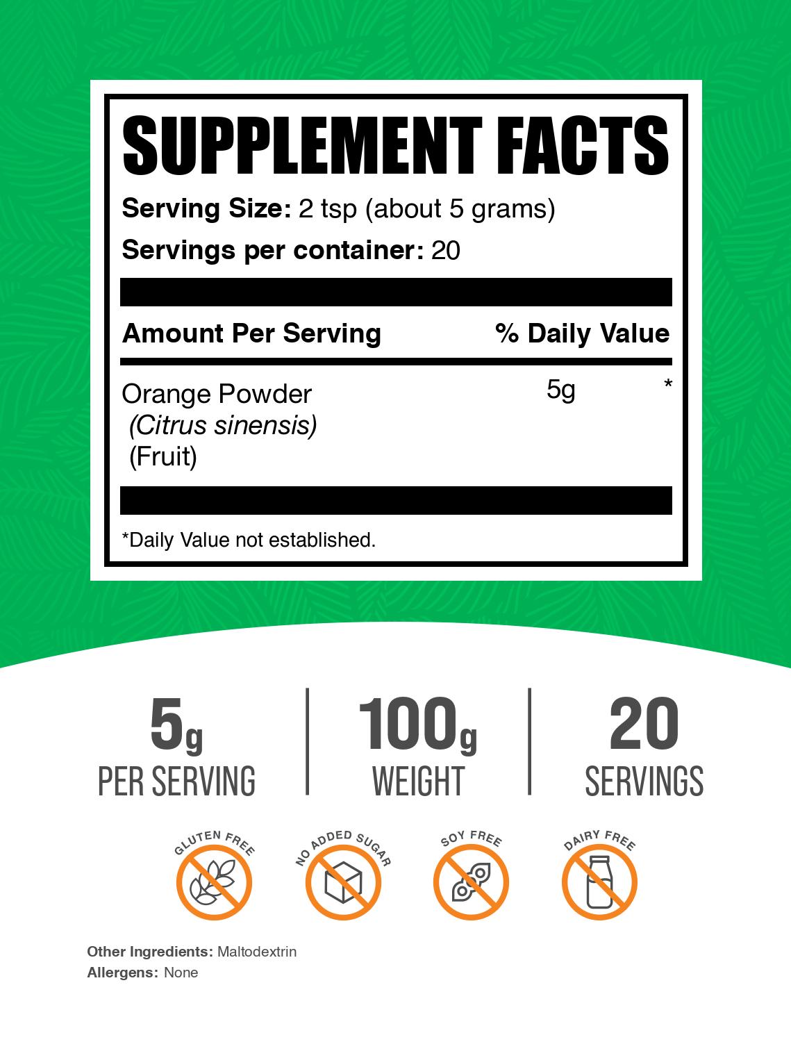 Orange powder label 100g
