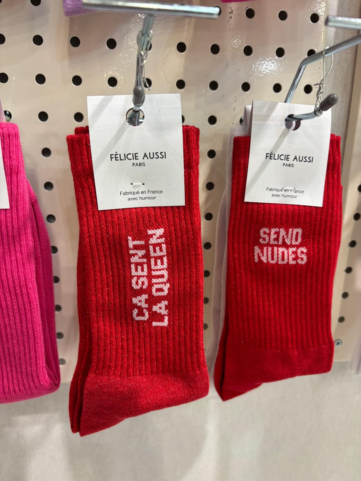 Chaussettes paillettes - Ca sent la queen 36/40 rouge