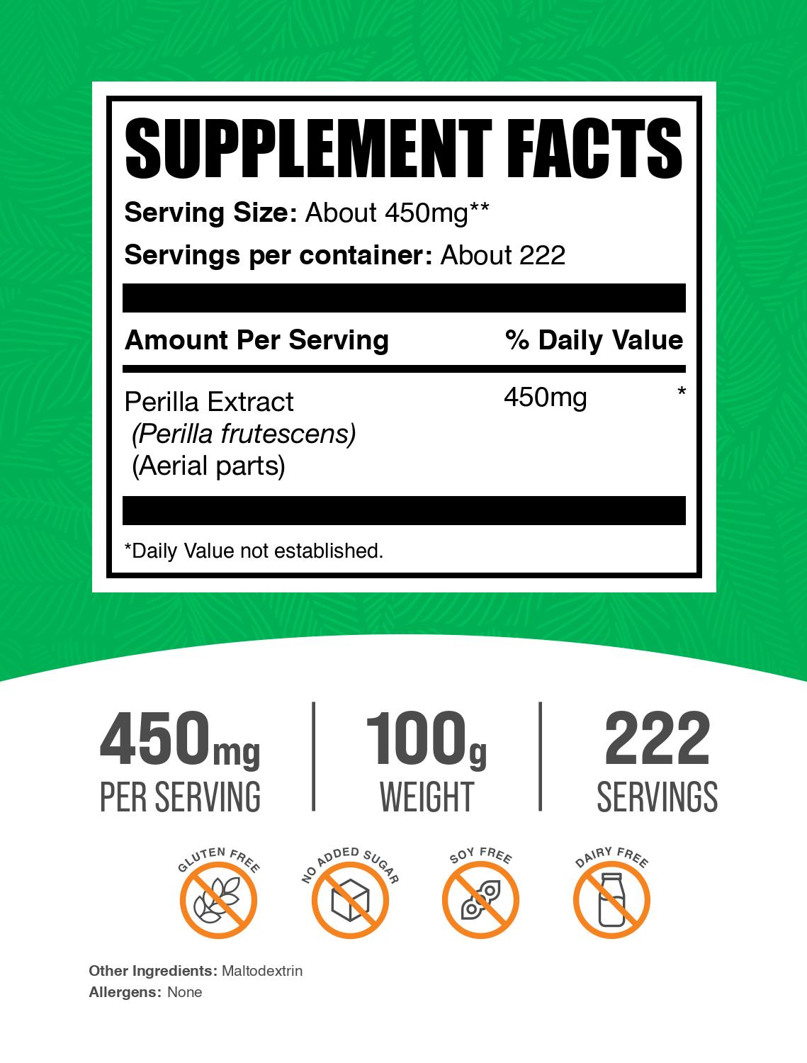 Perilla extract powder label 100g