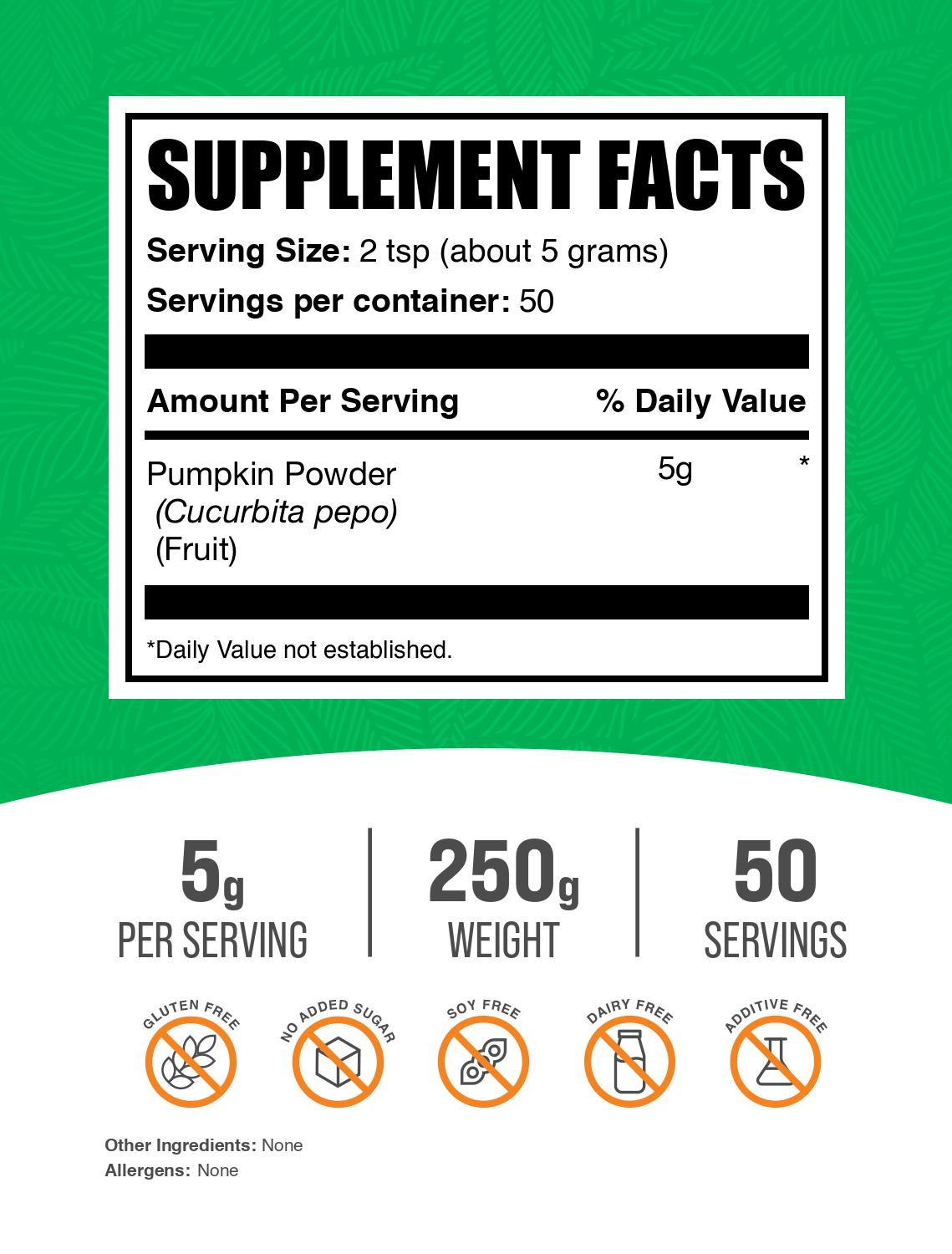 Pumpkin powder label 250g