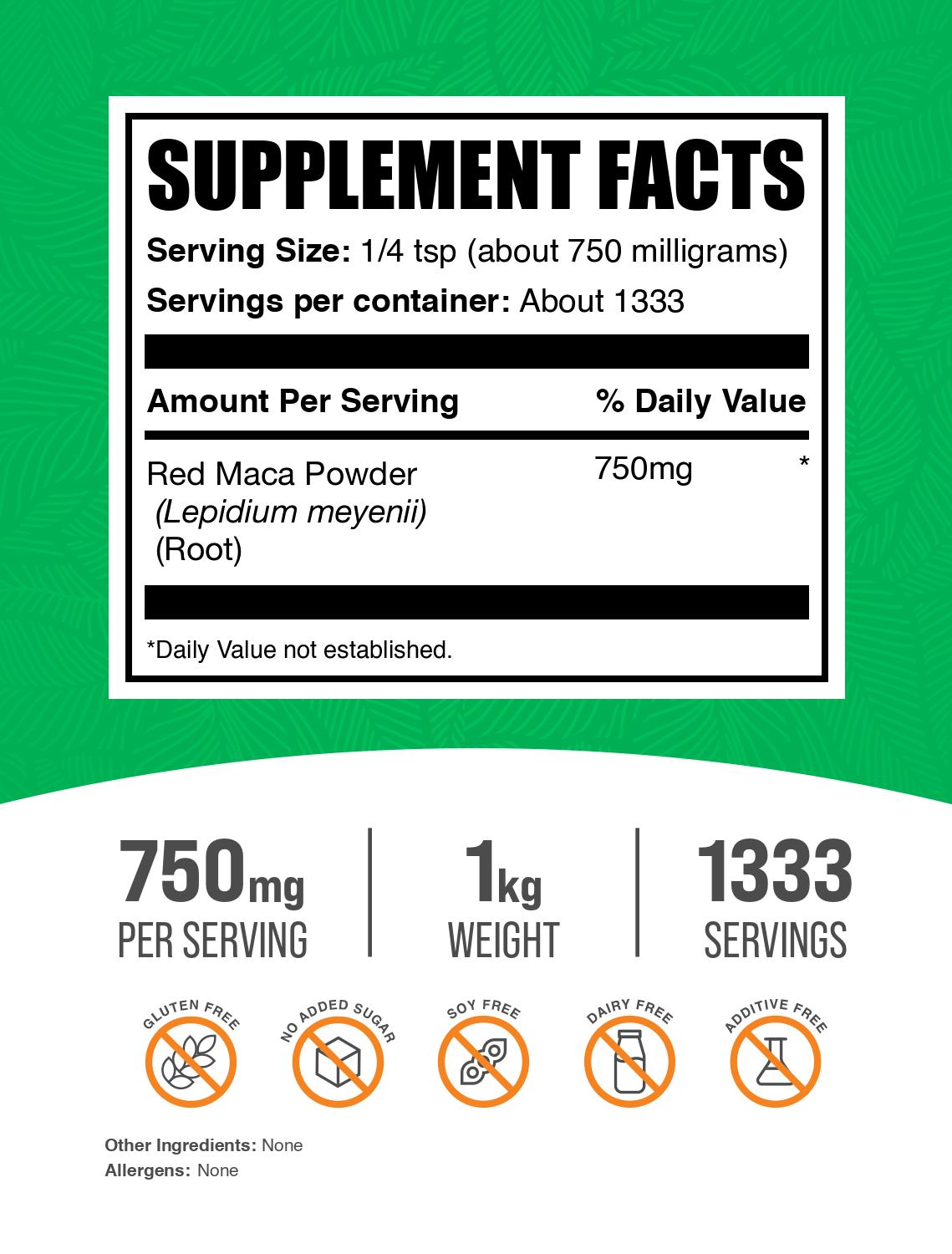 Red Maca Powder Powder 1kg Label