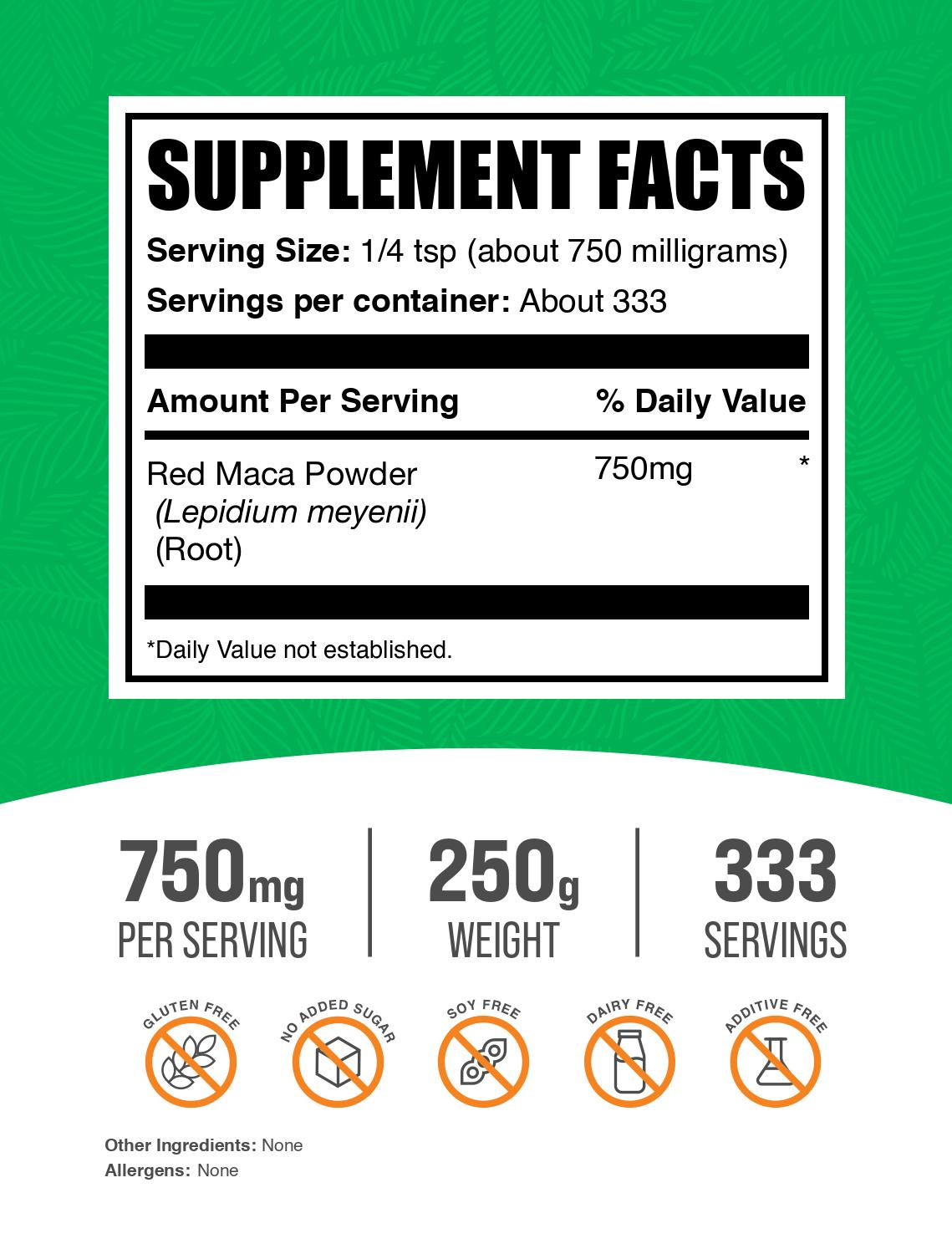 Red Maca Powder Powder 250g Label