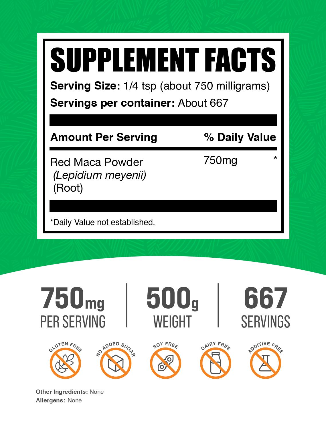 Red Maca Powder Powder 500g Label