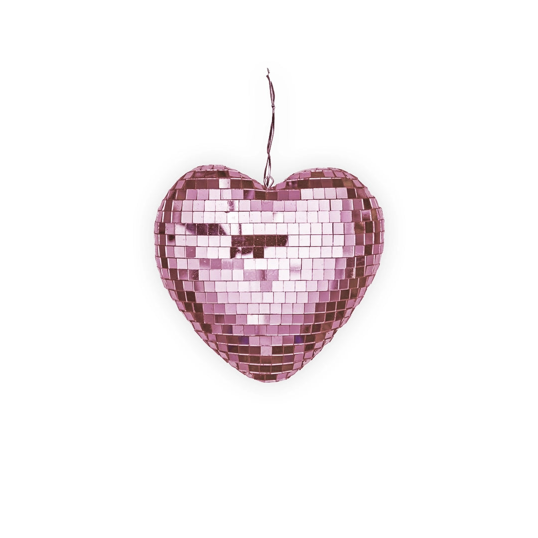 Boule disco Coeur M - Rose